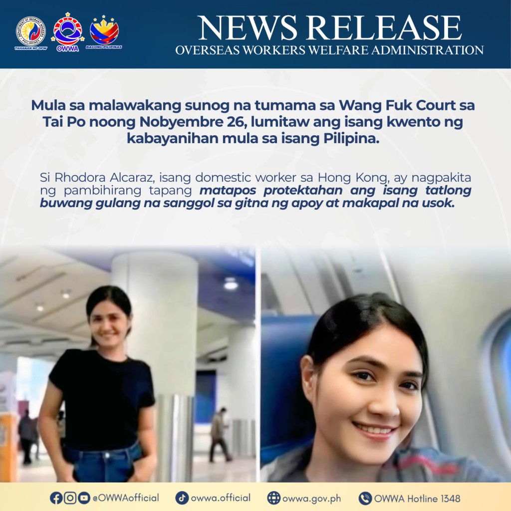 菲律賓海外勞工福利署（OWWA）到醫院探望Rhodora。fb「OWWA Overseas Workers Welfare Administration」圖片