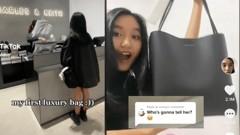 新加坡少女Zoe Gabriel開心分享包包開箱，卻遭群嘲不懂何謂「奢侈品」。 互聯網