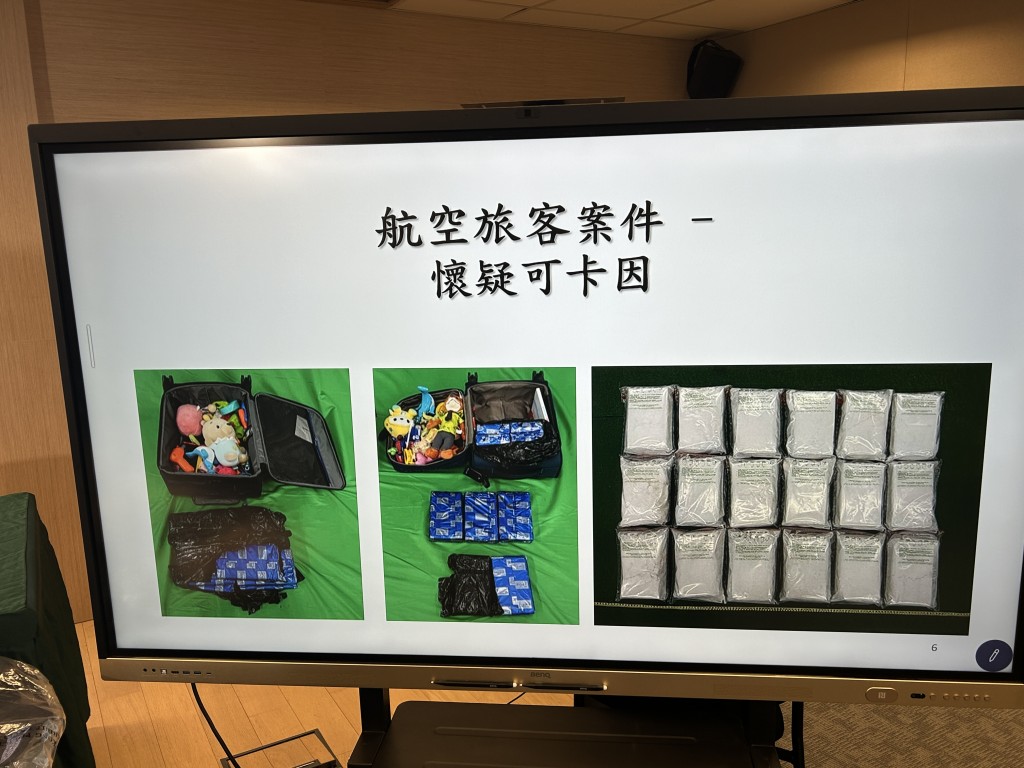 海關在一對南非抵港情侶行李內,發現以毛公仔掩飾的約值1500萬港元可卡因。 海關在一對南非抵港情侶行李內,發現以毛公仔掩飾的約值1500萬港元可卡因。