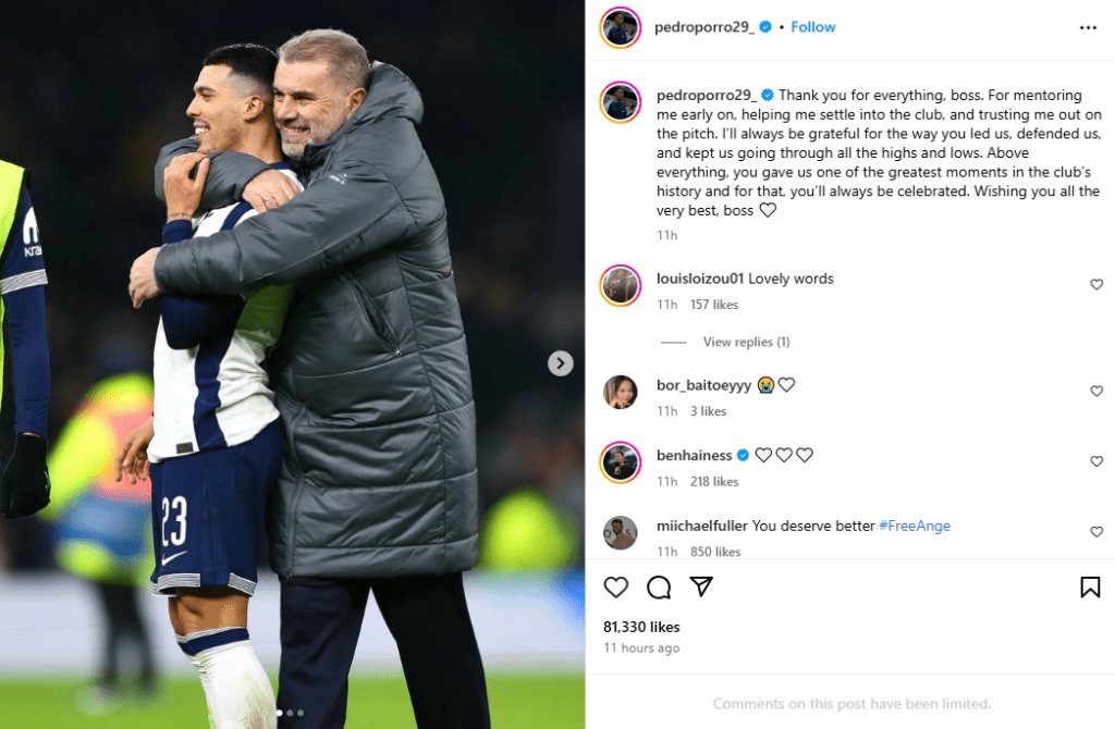 柏度樸路第一時間感謝普帥。柏度樸路IG截圖