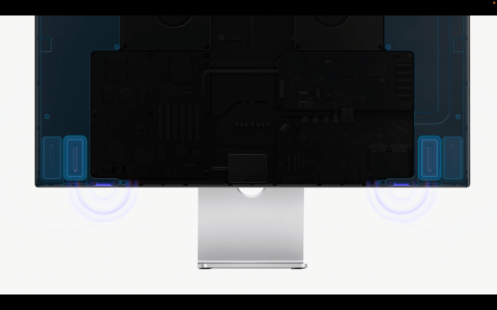 Studio Display內置6單元喇叭系統，支援Spatial Audio及Dolby AtmosY音效。