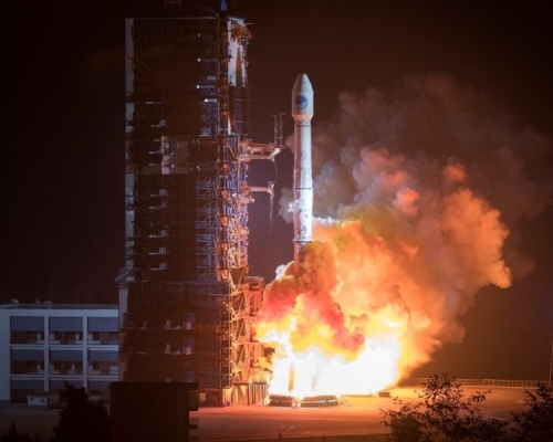 今天凌晨兩顆北斗三號衛星成功發射。（新華社）