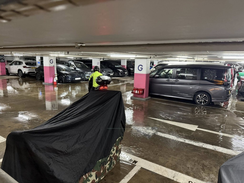 彩園邨停車場出現水浸。網上圖片 彩園邨停車場出現水浸。網上圖片