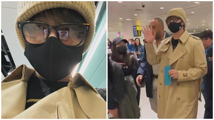 姜濤平安抵埗倫敦過百姜糖夾道歡迎  機組人員與保安拉起人鏈護駕   沿路揮手親手接收信及禮物