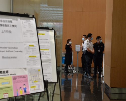 機場疫苗接種站今日截至下午6時為5人接種麻疹疫苗。 資料圖片