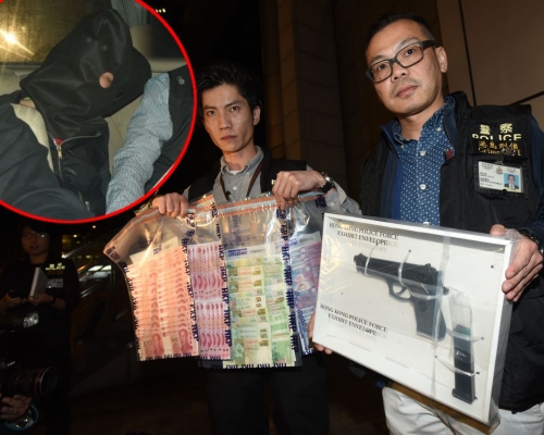 警方拘捕涉案男子並檢獲一支玩具氣槍。徐裕民攝