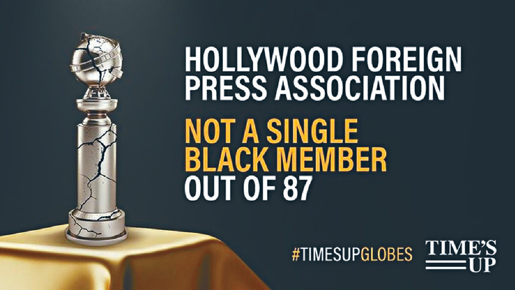 ■「Time's Up基金」刊登廣告鬧爆HFPA涉種族歧視。