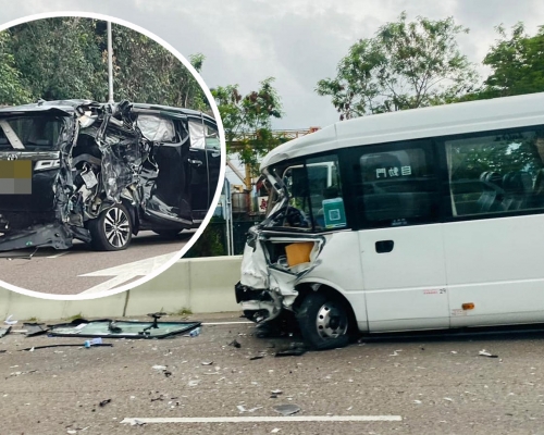 粉嶺公路七人車突切線　撞小巴。香港突發事故報料區FB圖