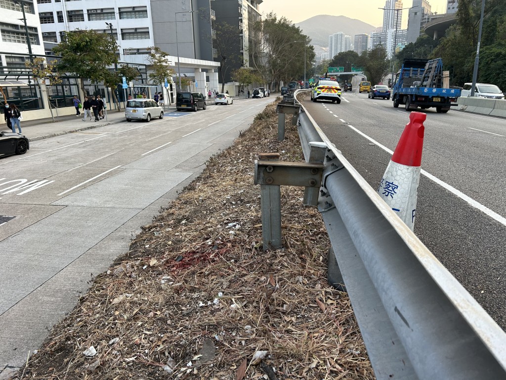 草叢及護土牆血跡斑斑。 草叢及護土牆血跡斑斑。