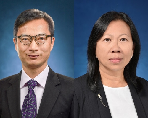 首席政府工程師彭雅妮(右),現任渠務署署長盧國華(左)。政府圖片