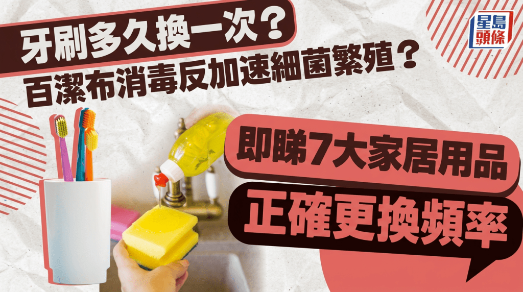 牙刷多久換一次？百潔布消毒反加速細菌繁殖？一文即睇7大家居用品正確更換頻率