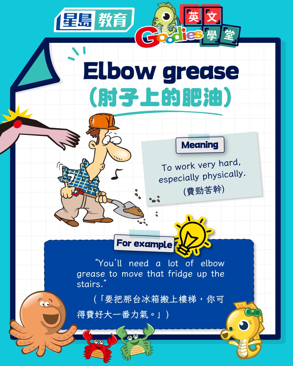 Elbow grease（肘子上的肥油）