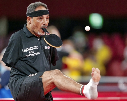 埃及乒乓球球手「不可能先生」哈马度。AP图片