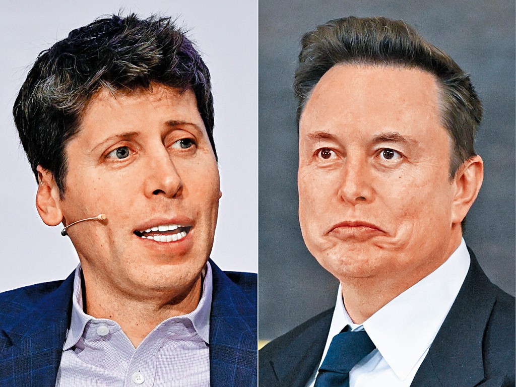 OpenAI行政總裁奧爾特曼(左)與全球首富馬斯克不和。