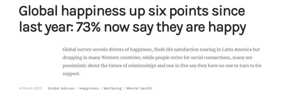 國際知名民調機構益普索集團(Ipsos)發布新一份有關全球幸福指數的調查報告。 Ipsos網站截圖