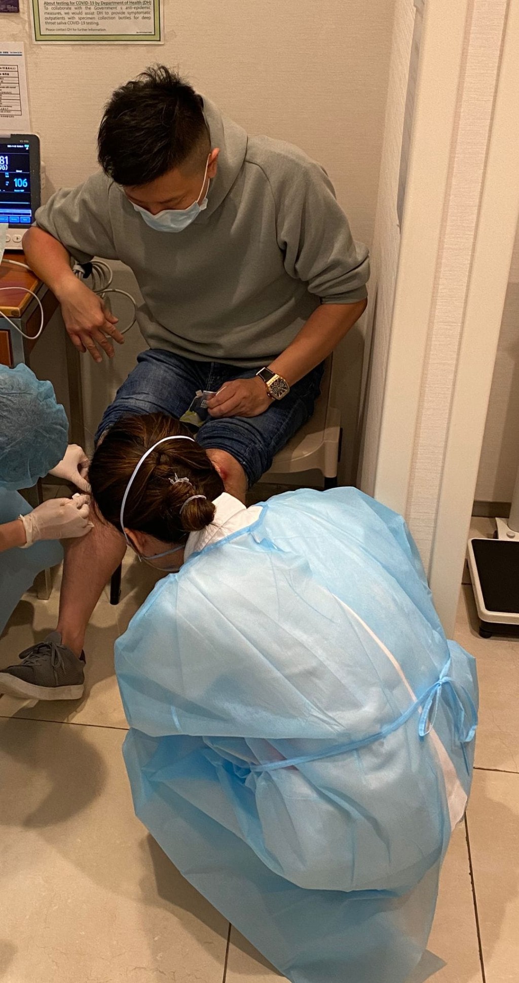 林偉文事後到醫院治理。林偉文fb圖片