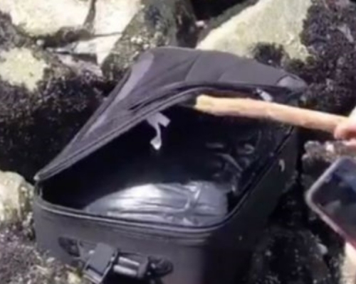 网红拍抖音意外发现行李箱。网图