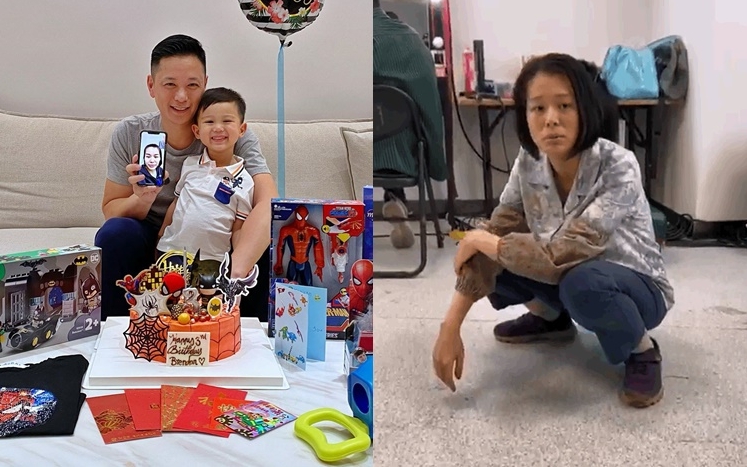 老公在港陪大仔過生日，杏兒則在內地發揮最強演技。