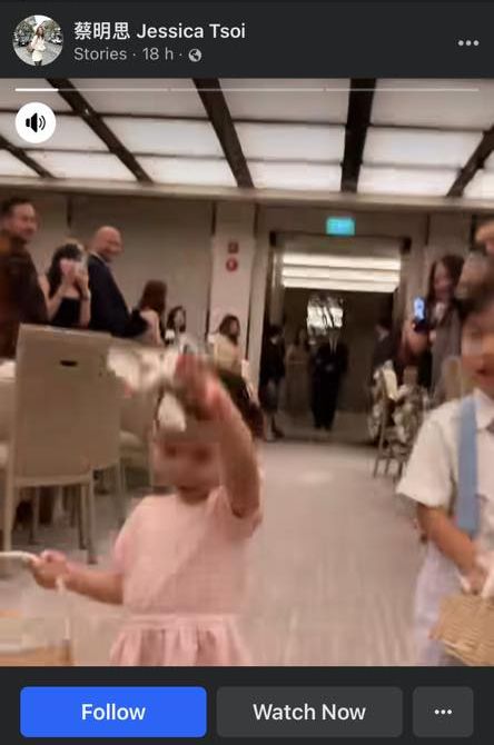 蔡明思的囡囡到新加坡出席婚礼做花童。