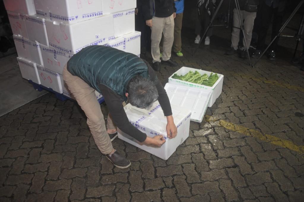 首批蔬菜運抵油麻地裝卸區。