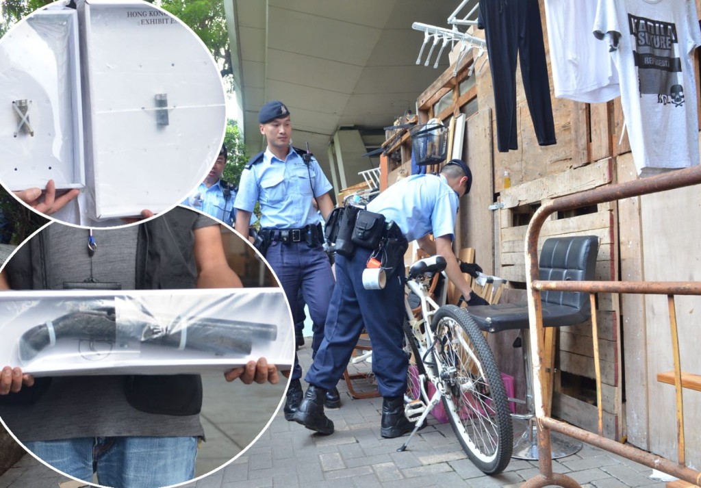 警方檢獲已上膛霰彈槍及7粒子彈。林思明攝