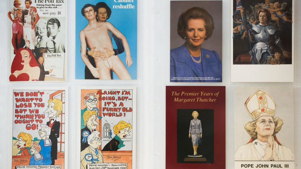 藝術家設計的戴卓爾夫人明信片。 路透社 藝術家設計的戴卓爾夫人明信片。 路透社