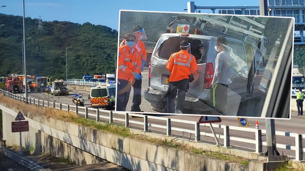 吐露港公路電單車與貨Van相撞。 香港突發事故報料區FB圖