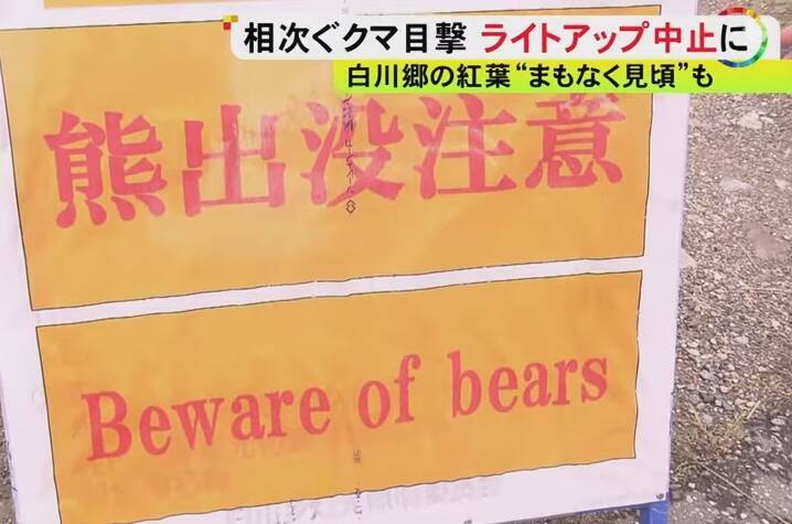 由於熊害的關係,白川鄉合掌村原定的點燈活動取消。YouTube 由於熊害的關係,白川鄉合掌村原定的點燈活動取消。YouTube