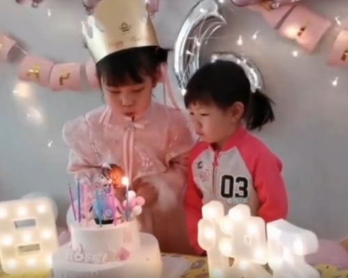 王亞平女兒在幼稚園慶祝生日。（片段截圖）