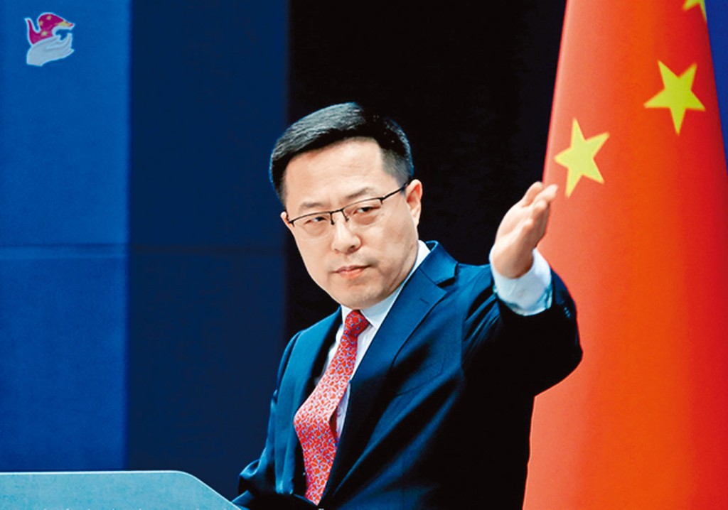 外交部發言人趙立堅昨天嚴詞警告美方。