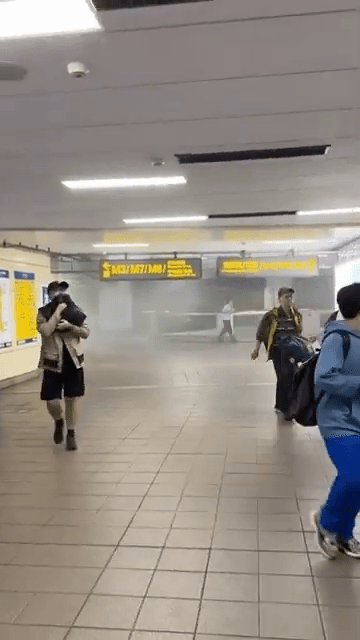 張文北捷犯案後「裝路人」疏散畫面曝光。 網片截圖 張文北捷犯案後「裝路人」疏散畫面曝光。 網片截圖