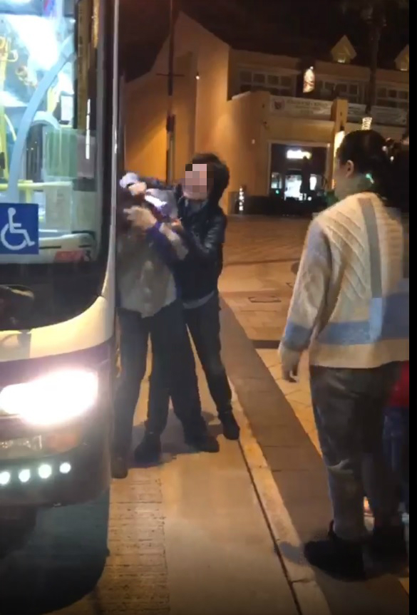 大媽與親友怒打巴士司機。巴士台 HK Bus Channel影片截圖