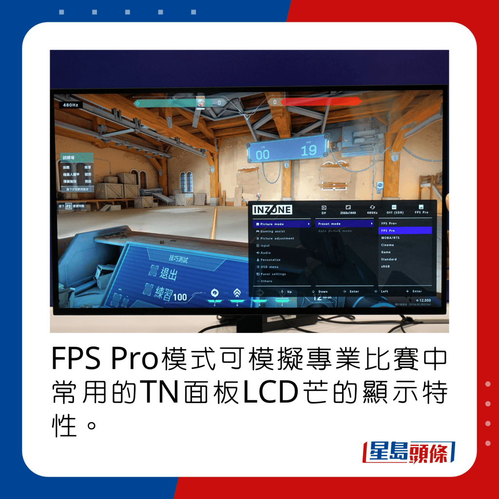 FPS Pro模式可模拟专业比赛中常用的TN面板LCD芒的显示特性。