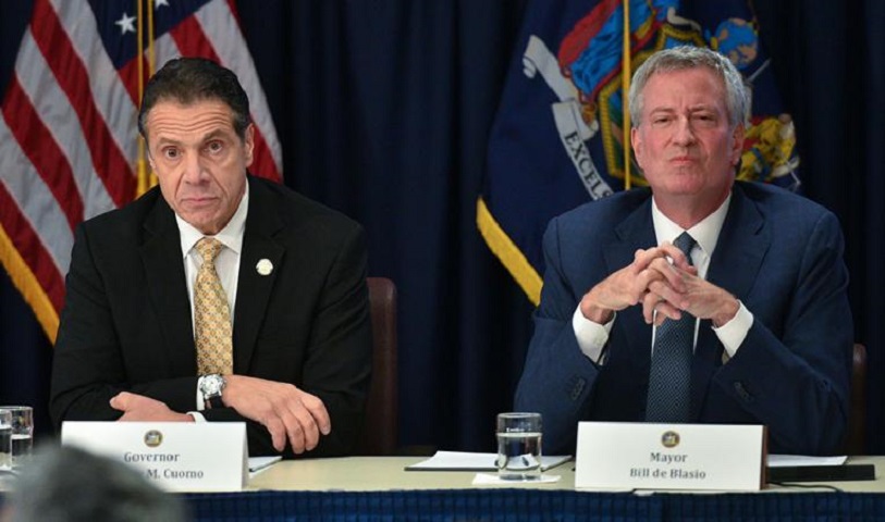 紐約州長科莫和紐約市長白思豪。資料圖片