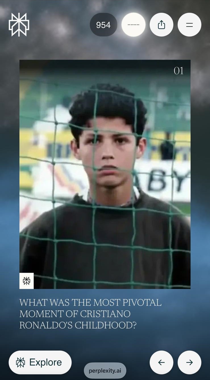 Perplexity已開設C朗專區,讓用戶透過提問了解球王小知識。 Perplexity已開設C朗專區,讓用戶透過提問了解球王小知識。