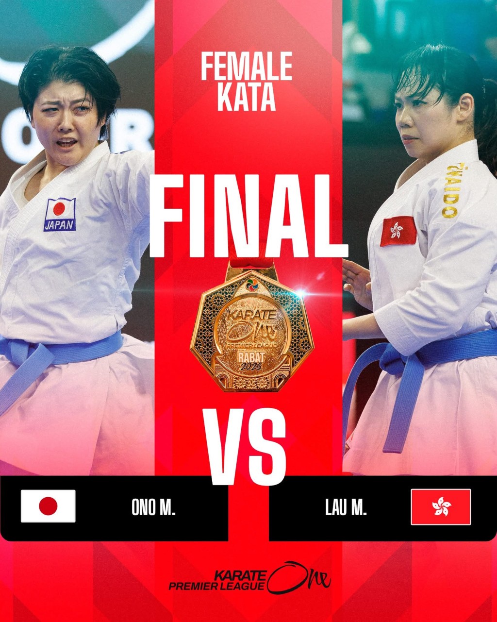 Grace周日在決賽再勝尾野真步奪冠。WKF FB圖 Grace周日在決賽再勝尾野真步奪冠。WKF FB圖