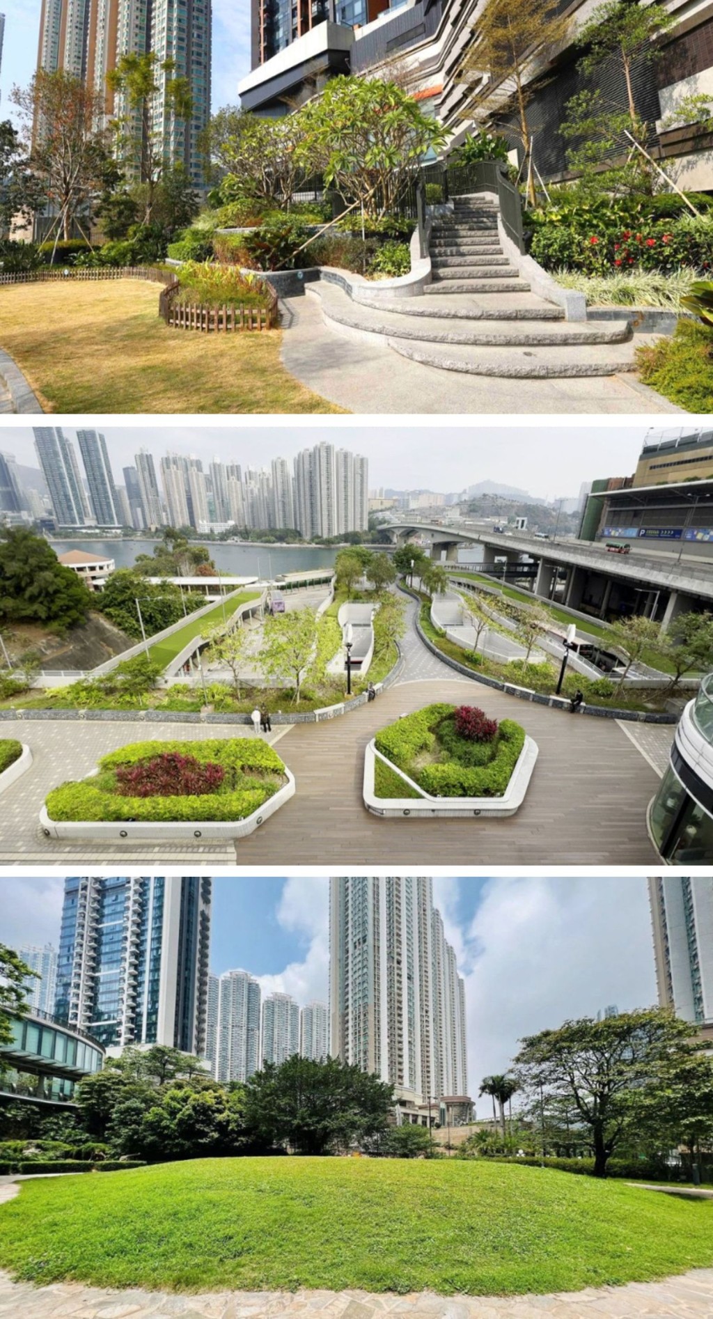 ​​​​​​​青衣城、圍方及日出康城等，都分別設有戶外綠化空間，讓居民感受戶外閒適之樂。 