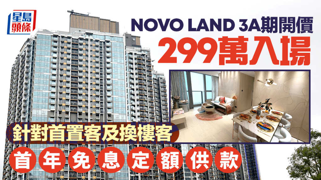 新地NOVO LAND 3A期開價 每呎1.13萬 開放式300萬有找 推漸進式供款首年免息