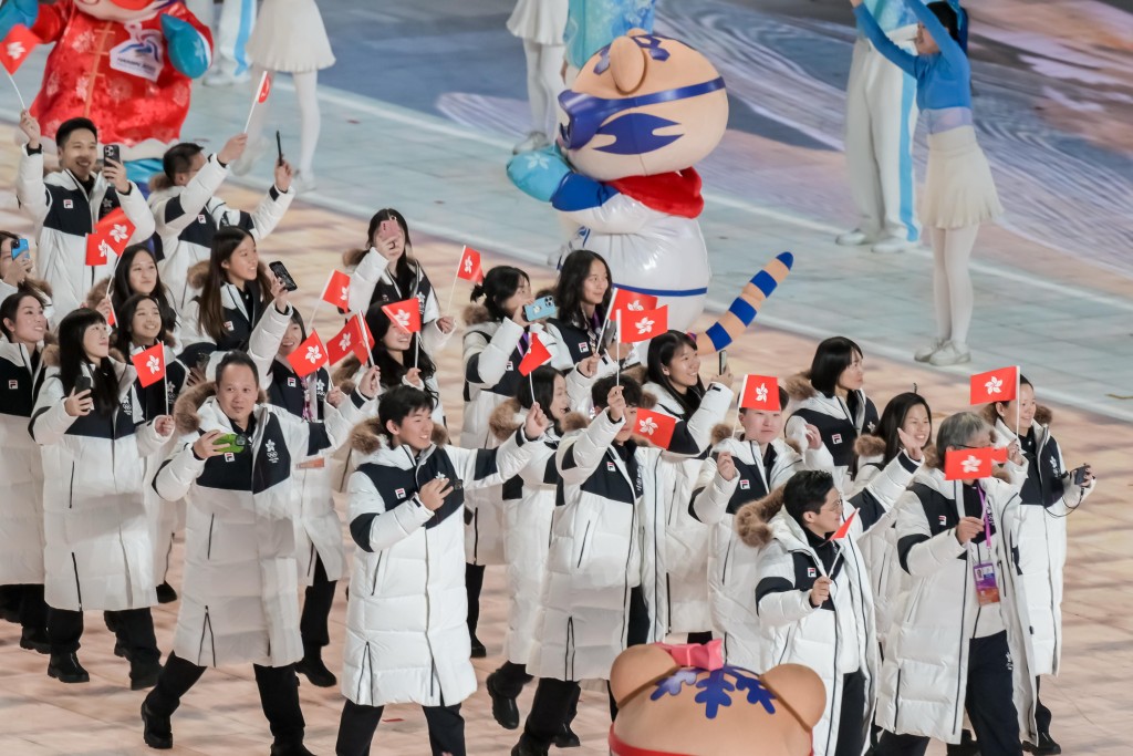 港隊出席亞冬運開幕禮。 港協暨奧委會圖片