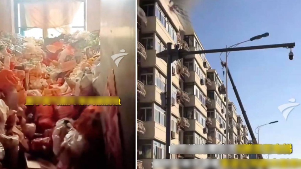 走佬租客留下的垃圾，房東需租用吊雞車才能清走。粵TＶ