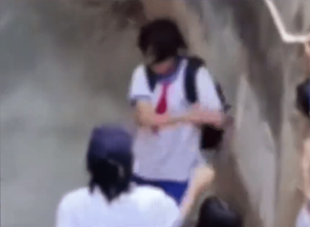 网片显示，女生被猛推向墙角。