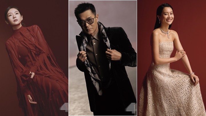 古天樂雙片入圍候選影帝氣場勁足 章子怡陳法拉優雅亮相爭后座。