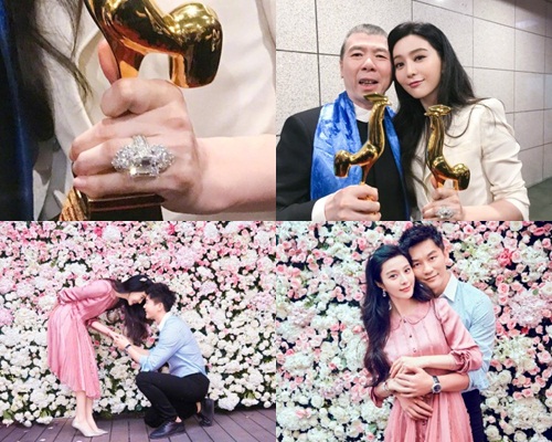 巨大鑽戒成為焦點；也有愈多李晨向冰冰求婚照公開。