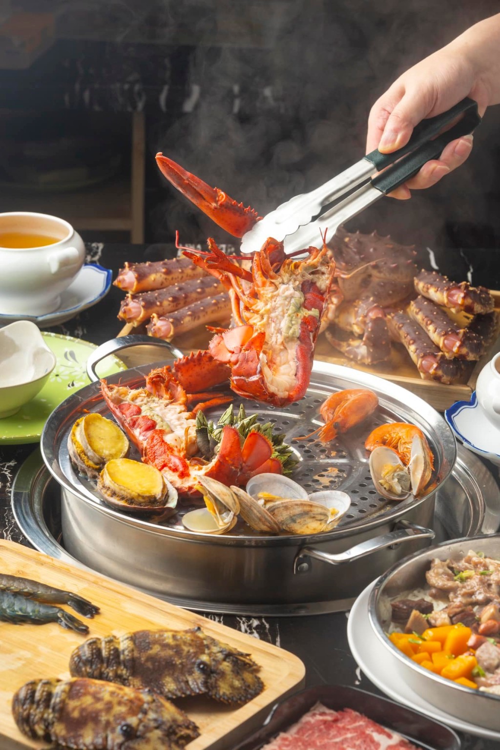 「原味小聚」蒸氣海鮮火鍋 龍蝦/鮑魚/生蠔10道菜餐$99起