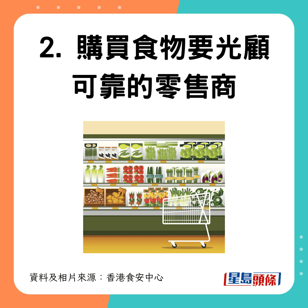 2. 購買食物要光顧可靠的零售商