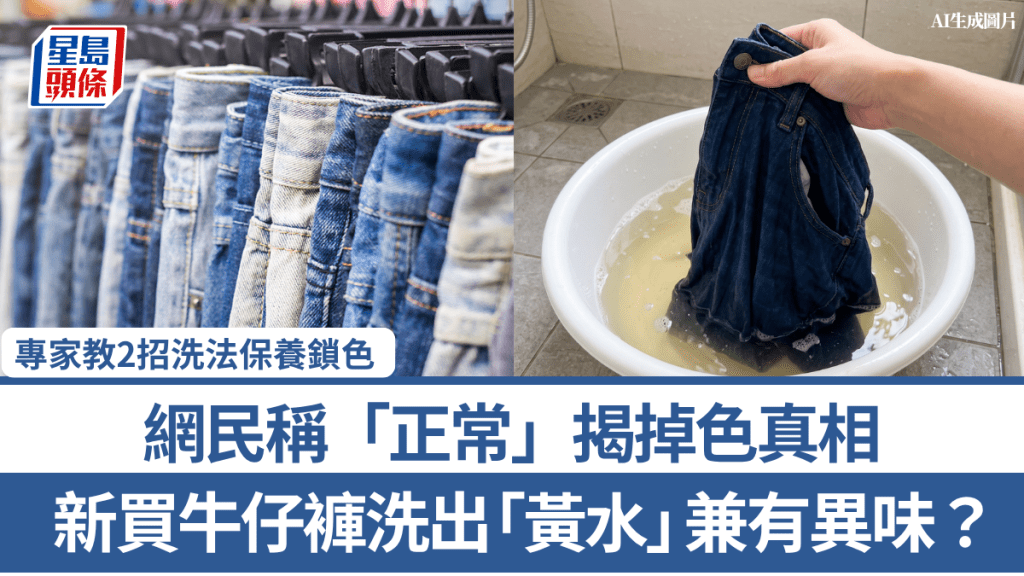 新买牛仔裤洗出「黄水」兼有异味？网民称「正常」揭掉色真相 专家教2招洗法保养锁色
