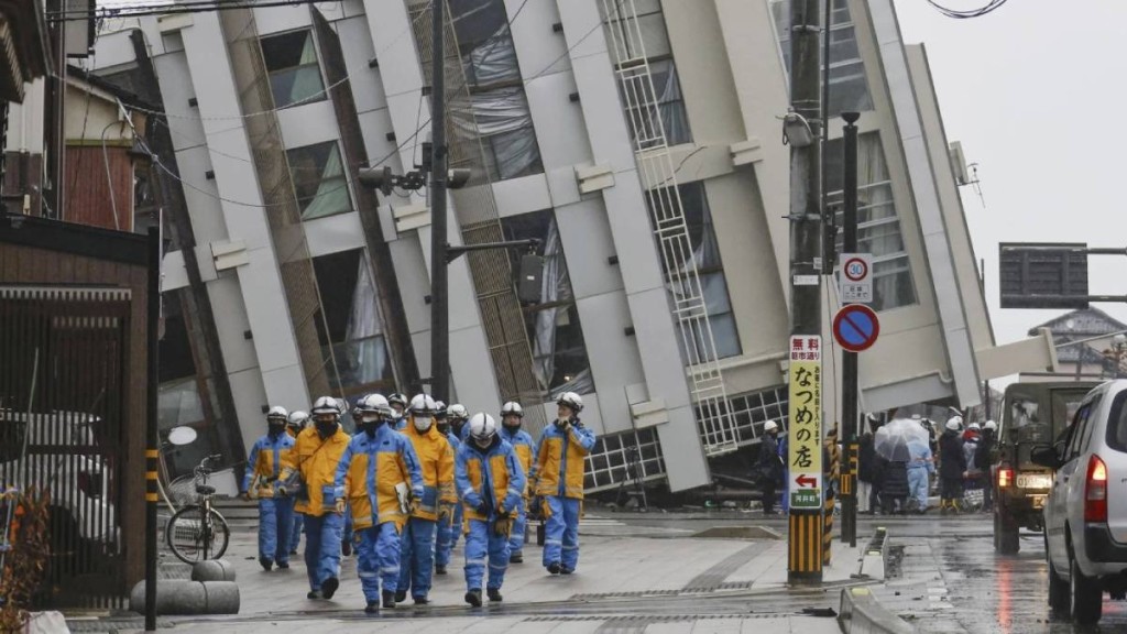 日本官方評估南海海槽特大地震，或出現「二重震」。圖為2024年日本能登地震。美聯社