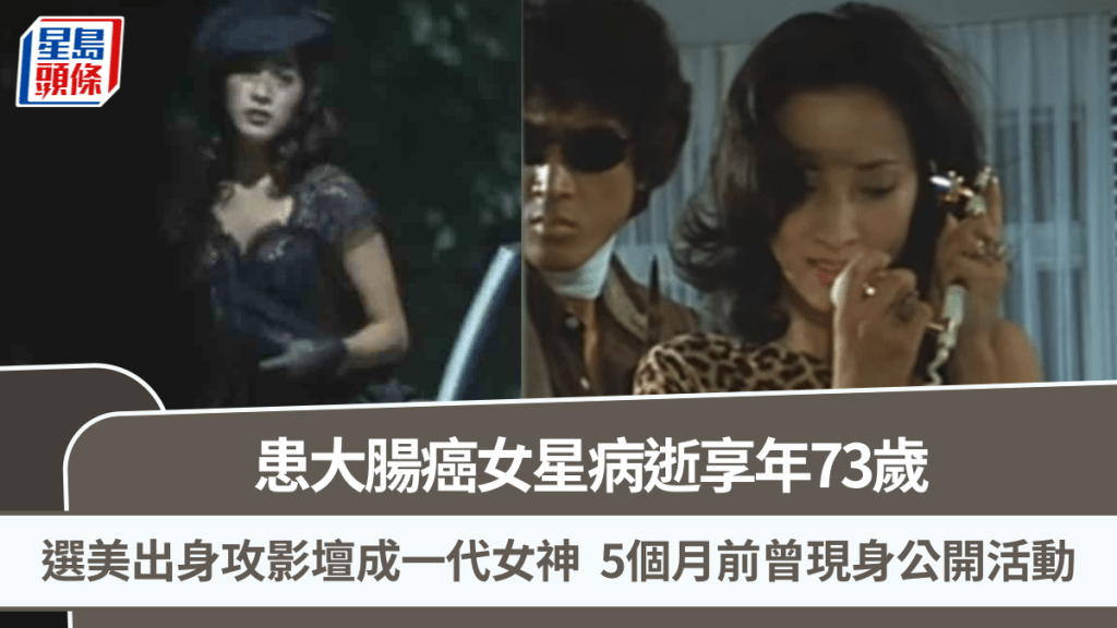 患大腸癌女星病逝享年73歲  選美出身攻影壇成一代女神  5個月前現身公開活動留最後身影