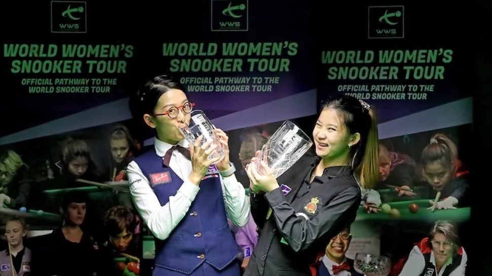吳安儀與勒查露享受比賽。 World Women’s Snooker圖片