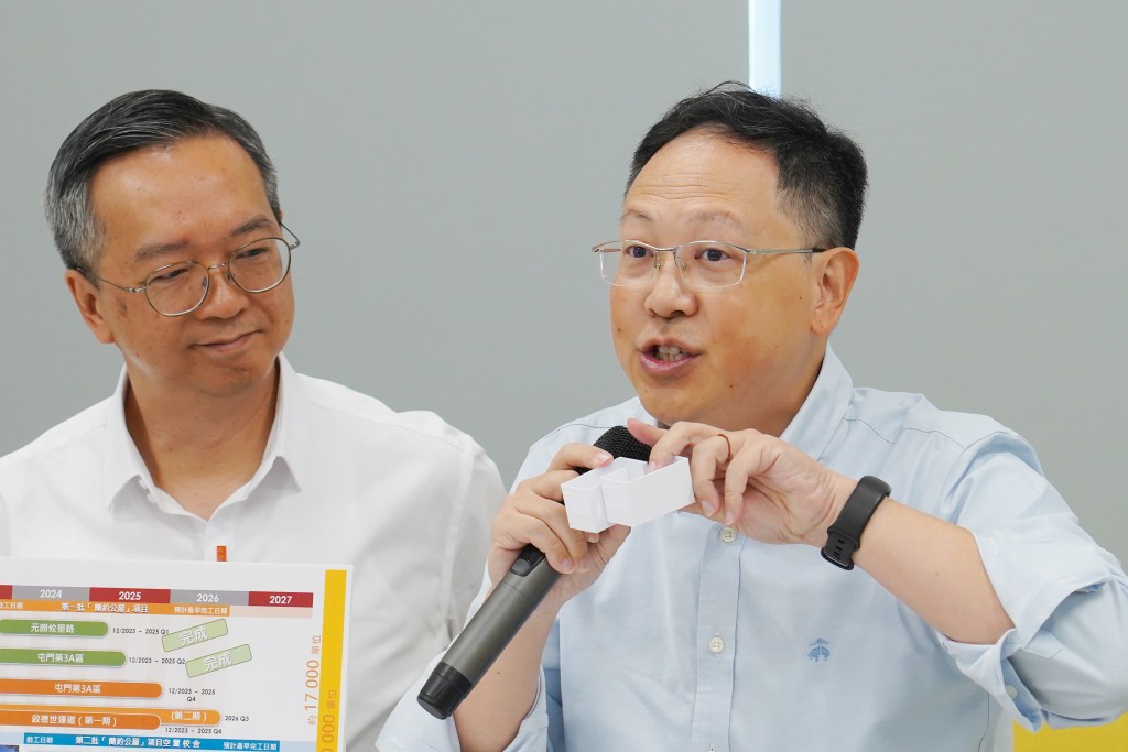 王安華指，今次項目採用了「全MiC」手法，升降機槽及升降機房等均於工廠內提前組裝，縮短安裝及驗收時間。葉偉豪攝